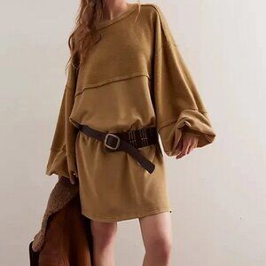 Free People We The Free Coastal Solid Crew Treehouse Oversized Top S